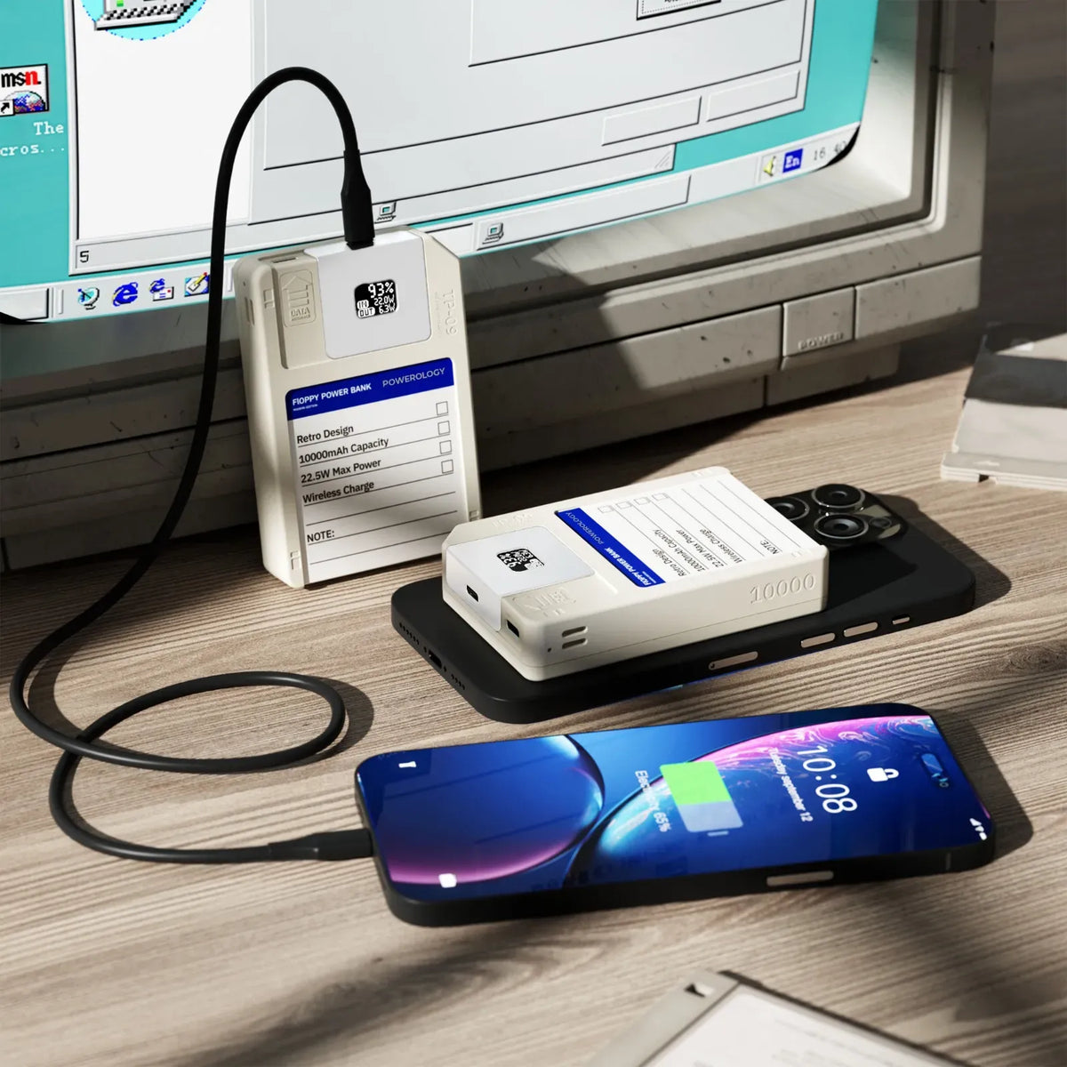 Powerology Floppydisk Retro 10000 m Ah Mag Safe Power Bank Batterie Externe Mag Safe 10000 m Ah - White – image 6
