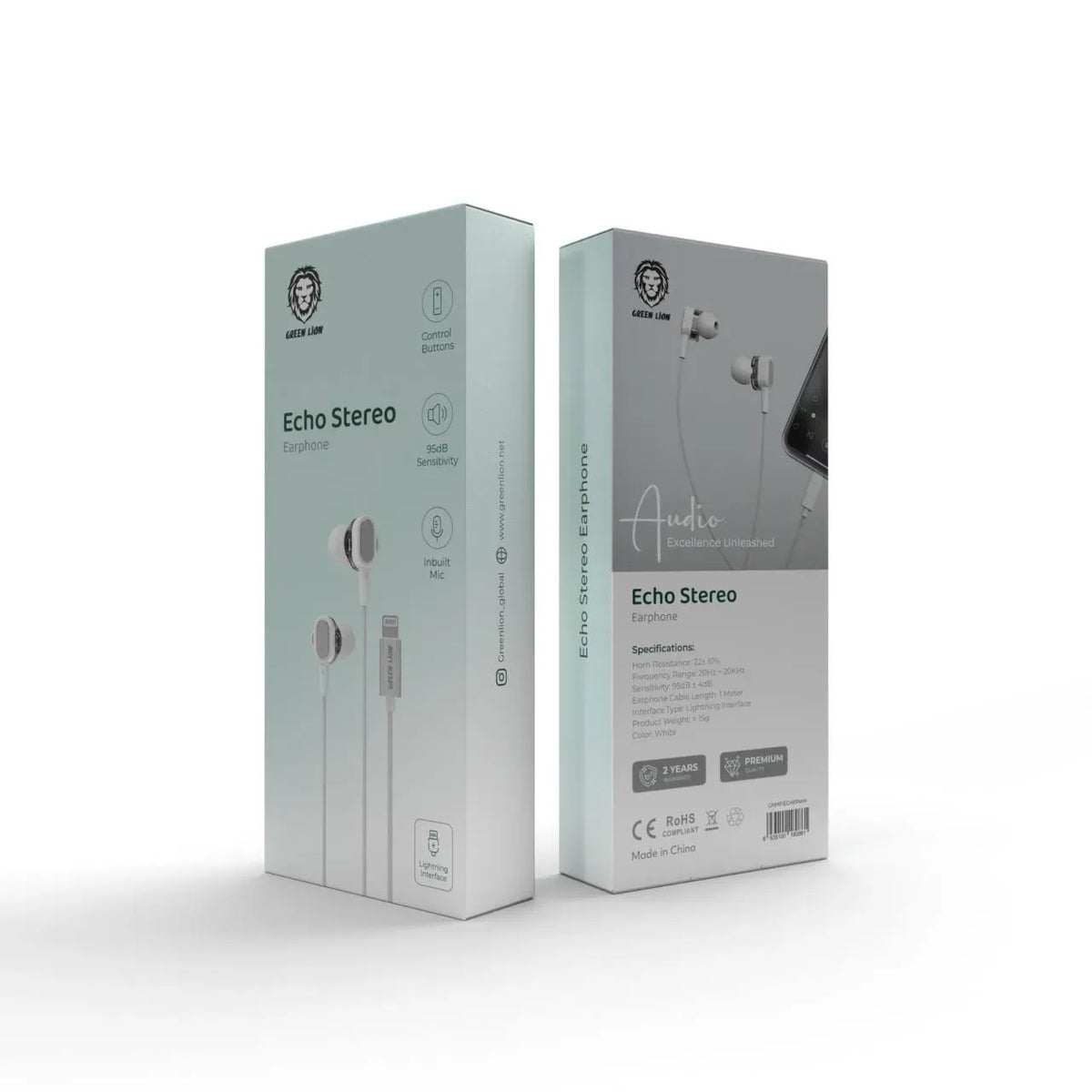 Green Lion Echo Stereo Earphones - White