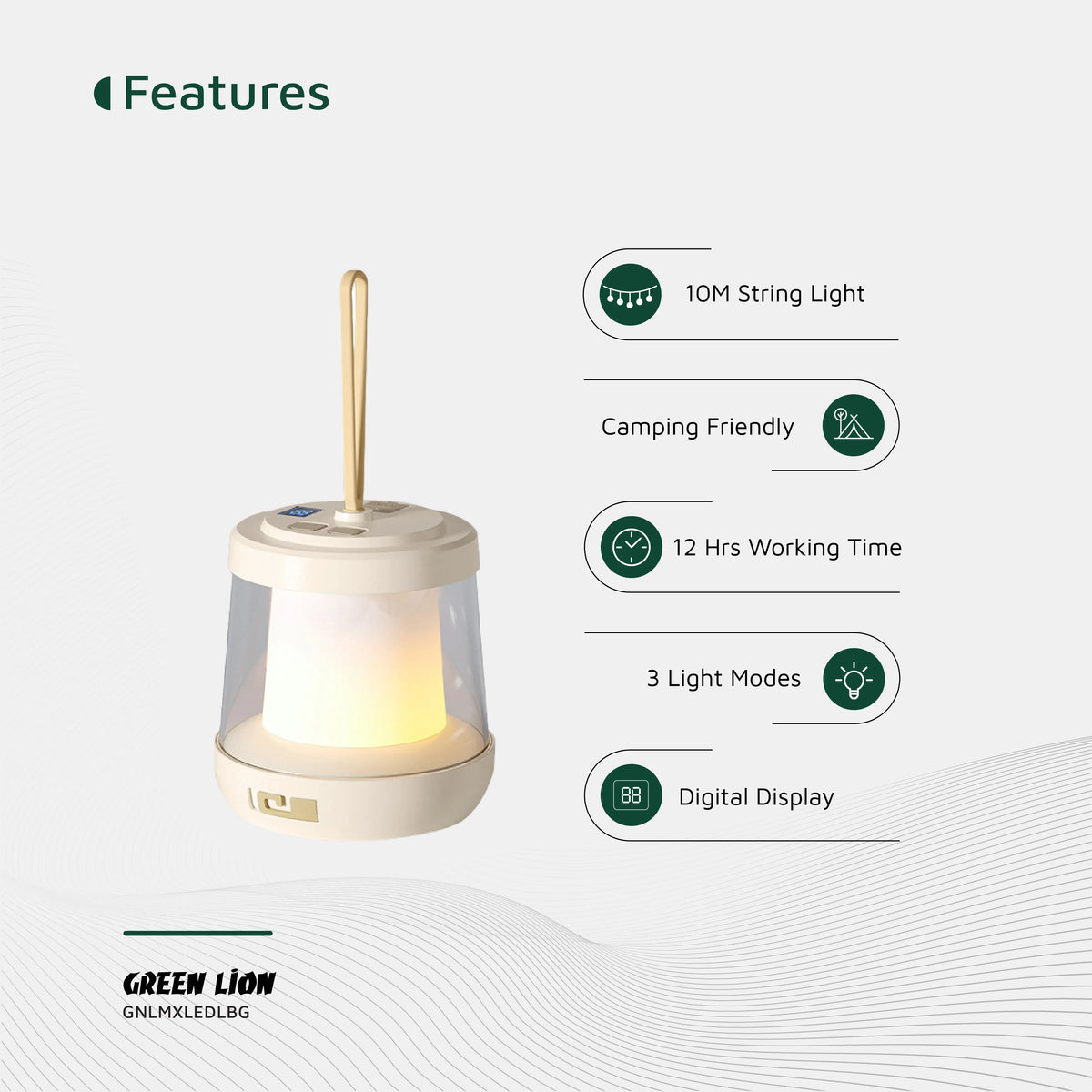 Green Lion Lumex LED with Inbuilt LED Strip Light Beige – image 6