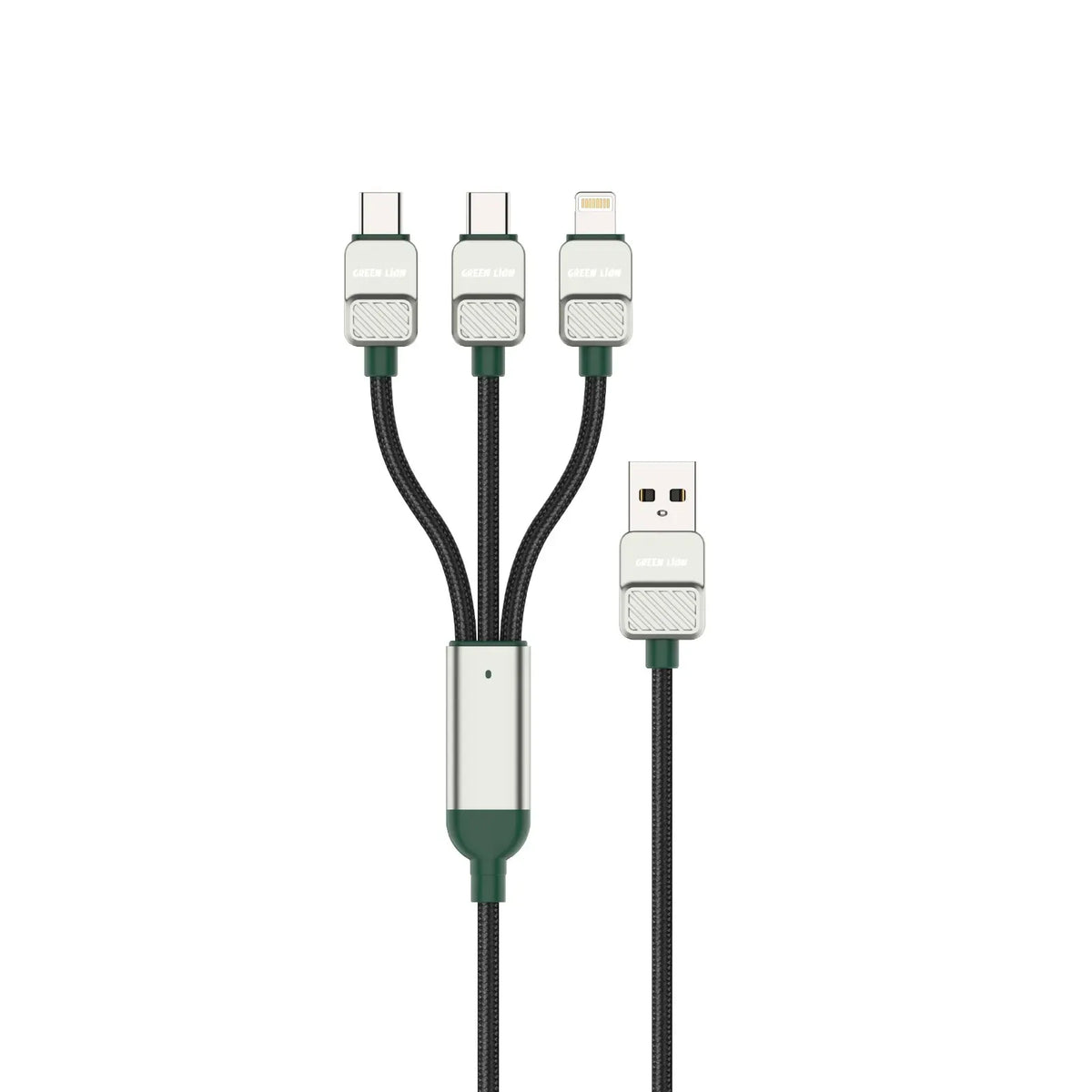 Green Lion 3 in 1 Cable Braided USB A to C C L Black Dark Green – image 2