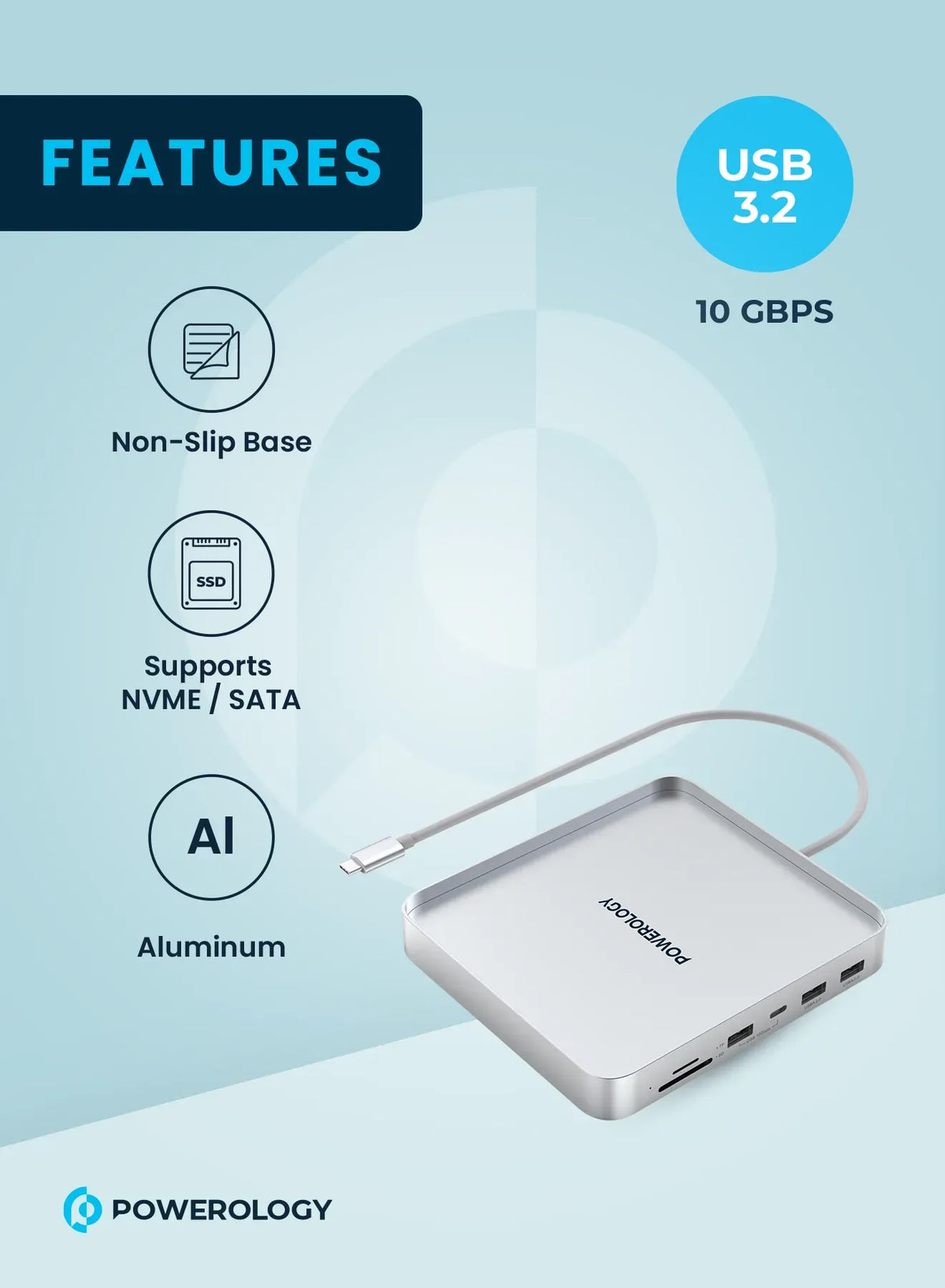 Powerology Imac 24 Inch USB C Dock with Ssd Enclosure 10gbps Gray – image 8