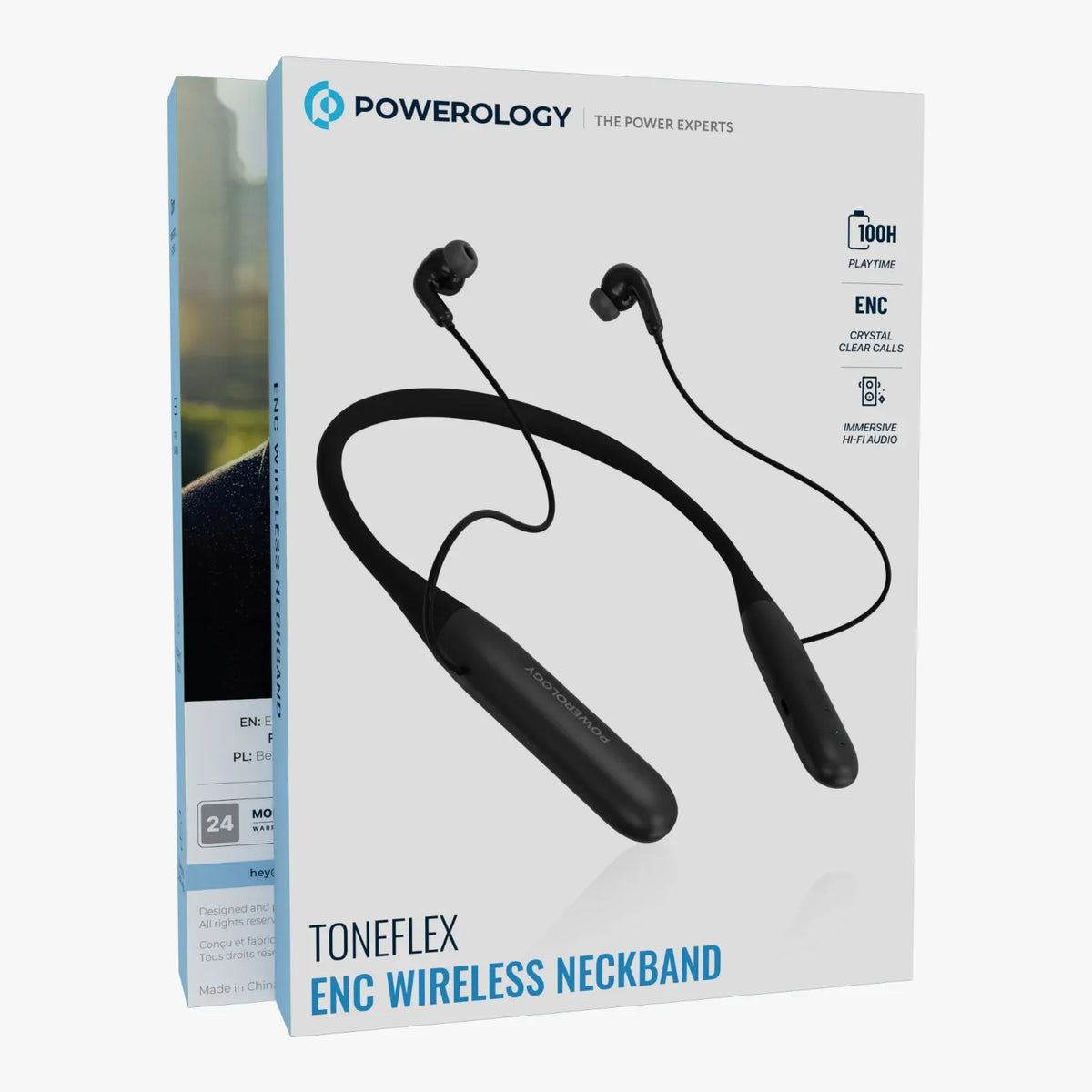 Powerology Toneflex ENC Wireless Neckband - Black