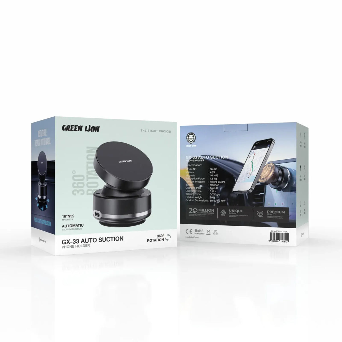 Green Lion Gx 33 Auto Suction Phone Holder Black – image 5