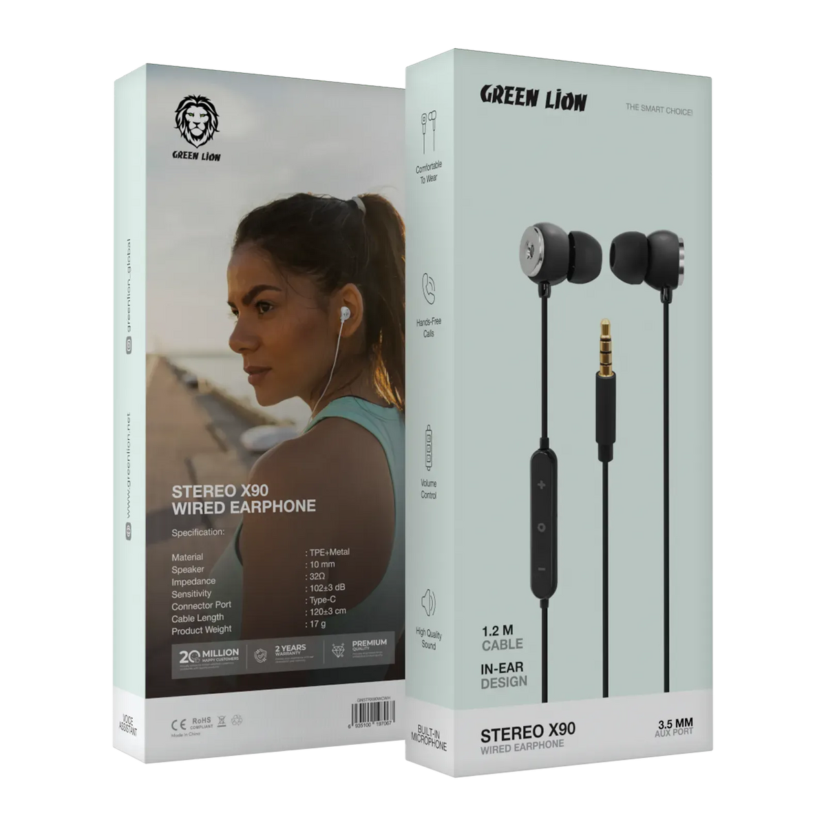 Green Lion Stereo X 903.5 mm Wired Earphone - Black – image 4