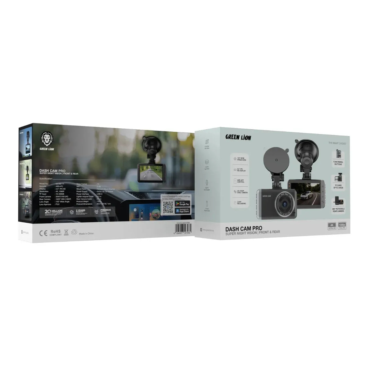 Green Lion Dash Cam Pro Front and Rear Black – image 6
