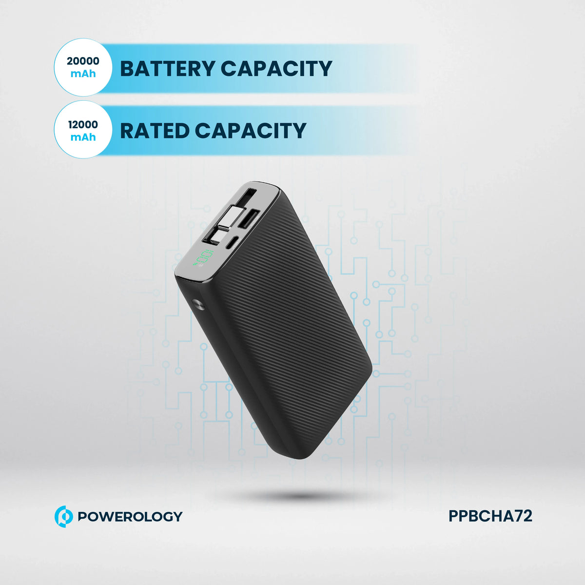 Powerology 20000mAh Retractable Cable Power Bank Black – image 11