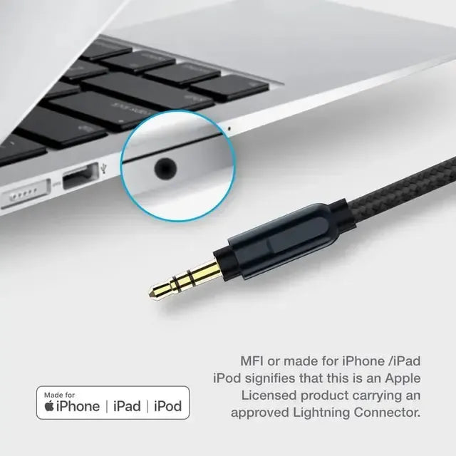 Powerology Aluminum Braided Audio Cable Lightning to 3.5 mm AUX(1.2 m/4 ft) - Black – image 7