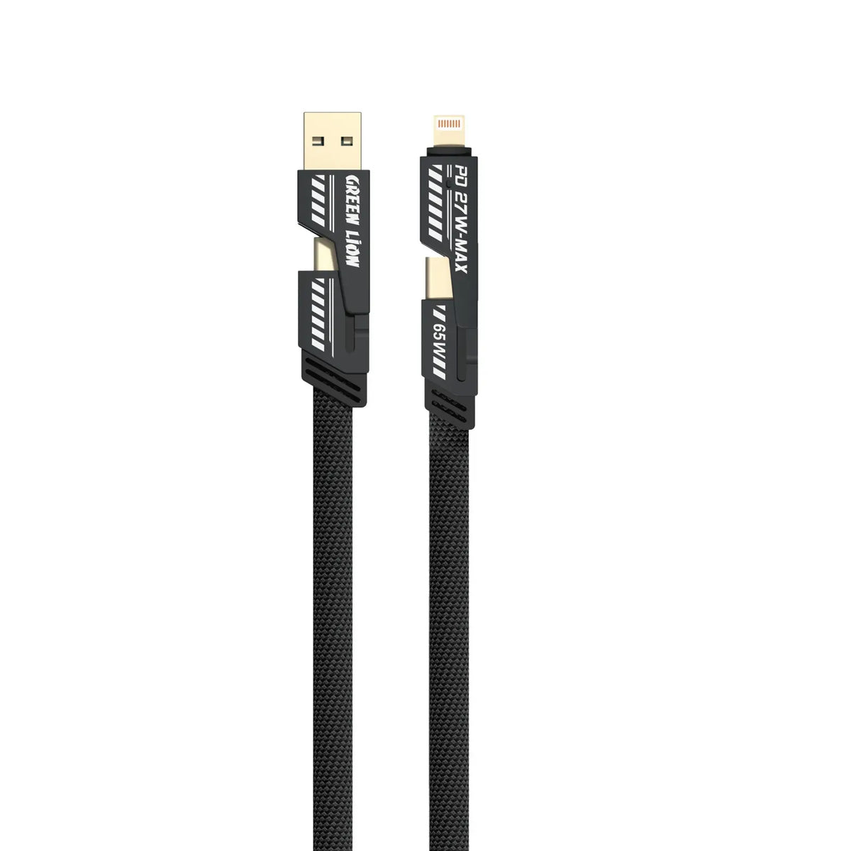 Green Lion 2 in 2 Braided Cable Cto C+Land Ato C+L 1.2 m 65 W - Black – image 2