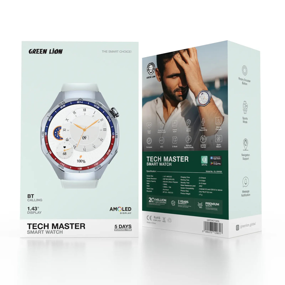 Green Lion Tech Master Smart Watch - Silver – image 4