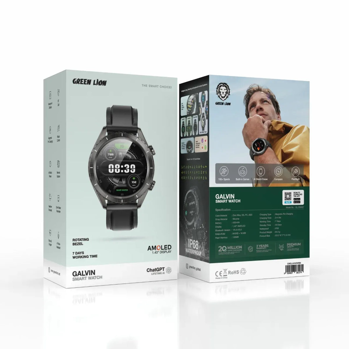 Green Lion Galvin Smart Watch - Black