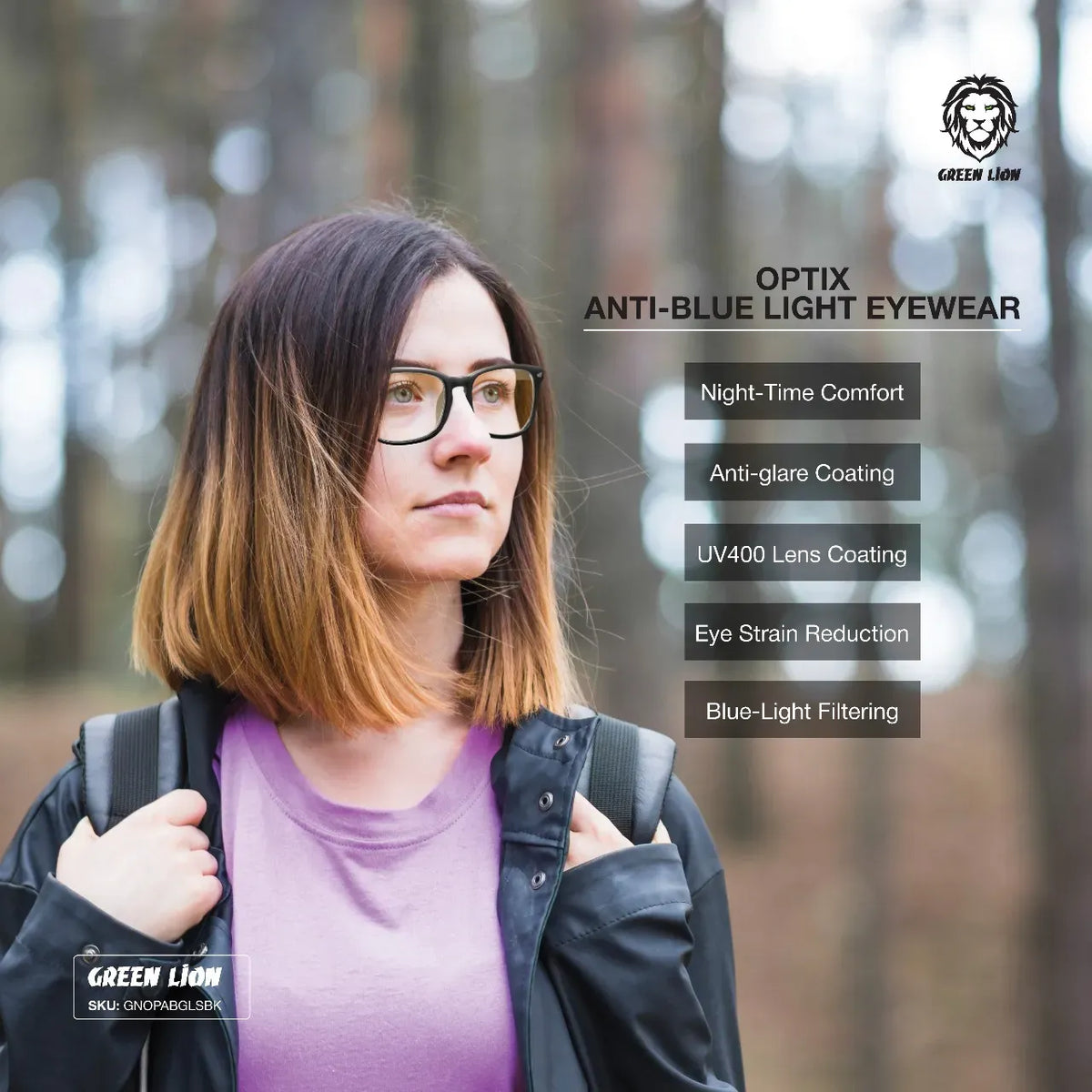 Green Lion Optix Anti Blue Light Eyewear Black – image 4