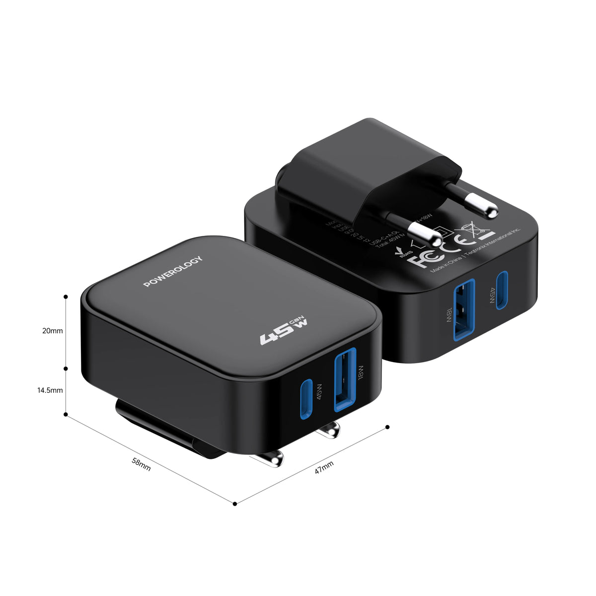 Powerology Crab Foldable Eu Gan Charger Black – image 4