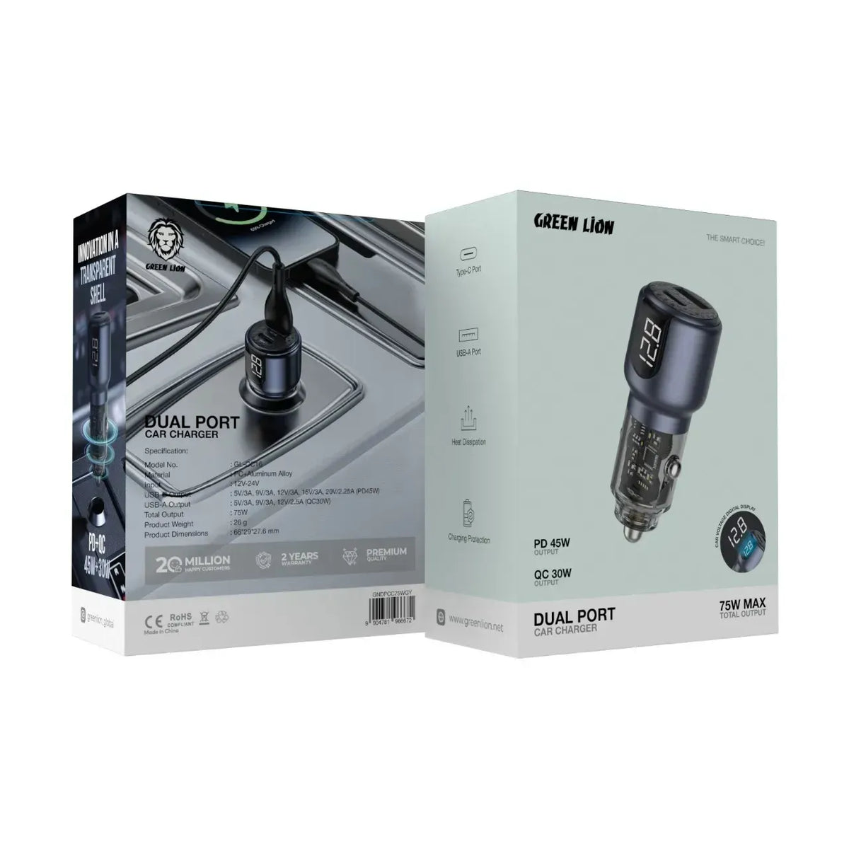 Green Lion Dual Port Car Charger PD+QC 75 W - Grey – image 12
