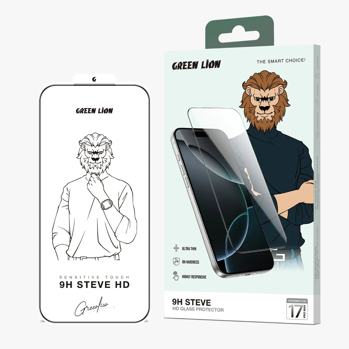 Green Lion 9 HSteve HD Screen Protector - Black Edge/Clear