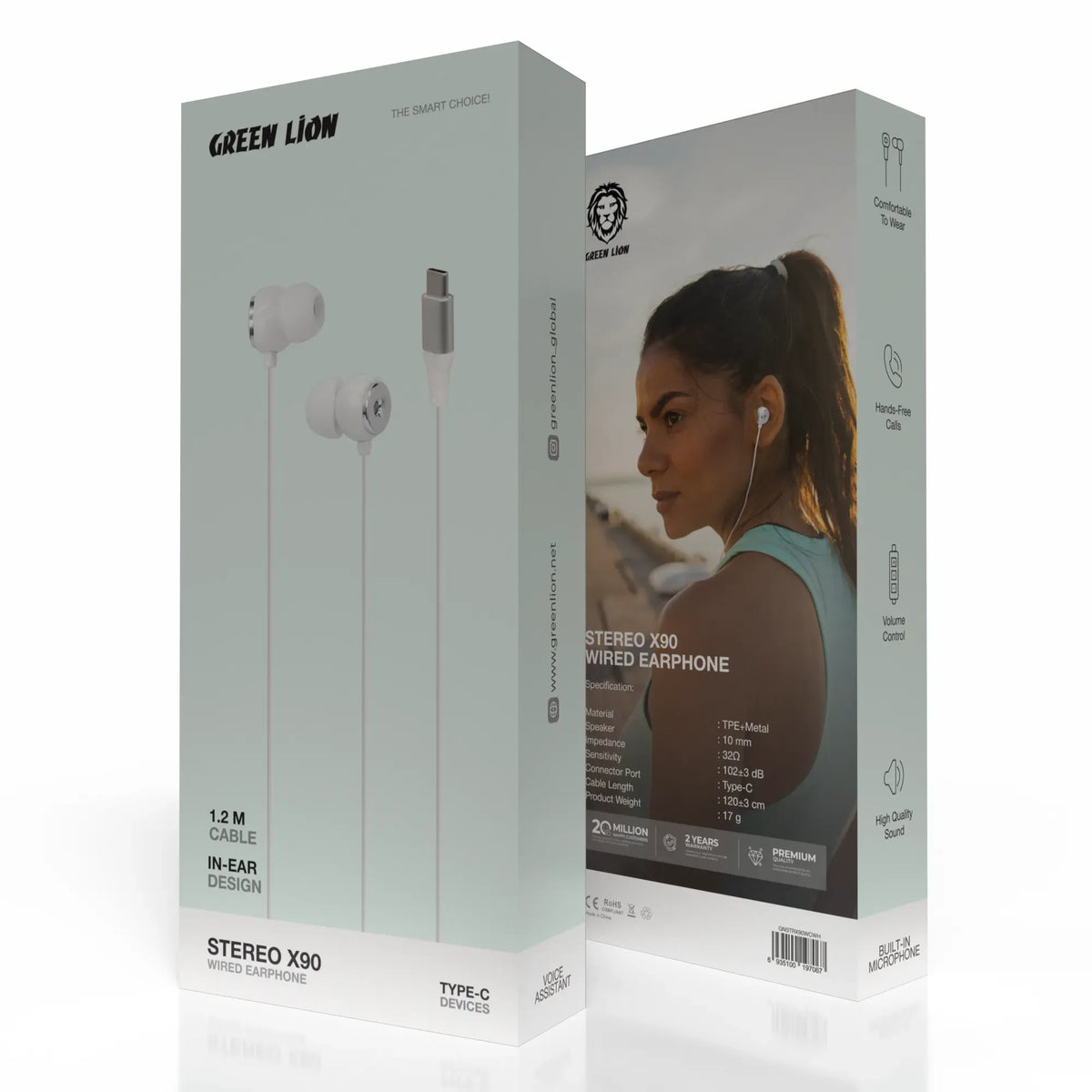 Green Lion Stereo X 90 USB-C Wired Earphone - White – image 4