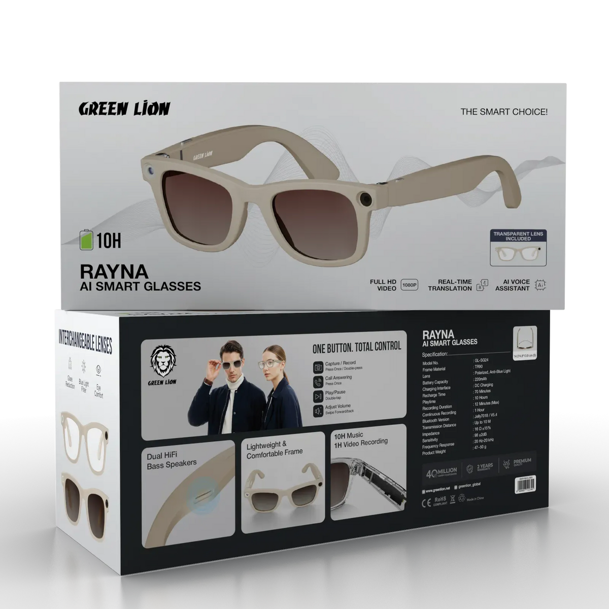 Green Lion Rayna AISmart Glasses - Beige – image 2