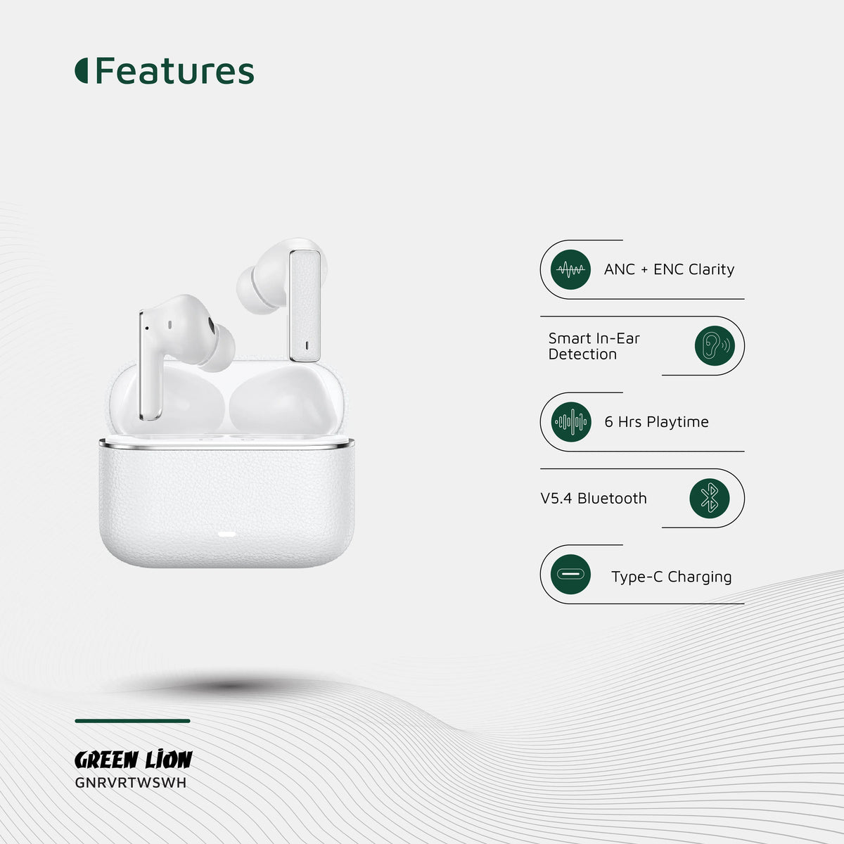 Green Lion River True Wireless Earbuds - White – image 10