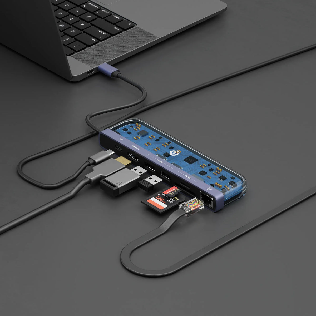 Powerology 7 in 1 USB-C Multi Hub Crystalline Series - Transpare nt – image 4