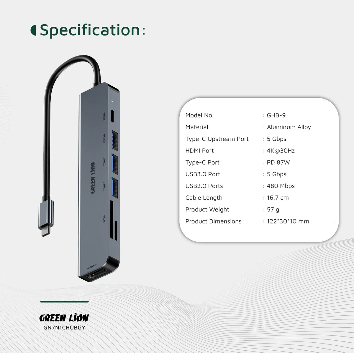 Green Lion 7 in 1 USB C Hub Gray – image 10