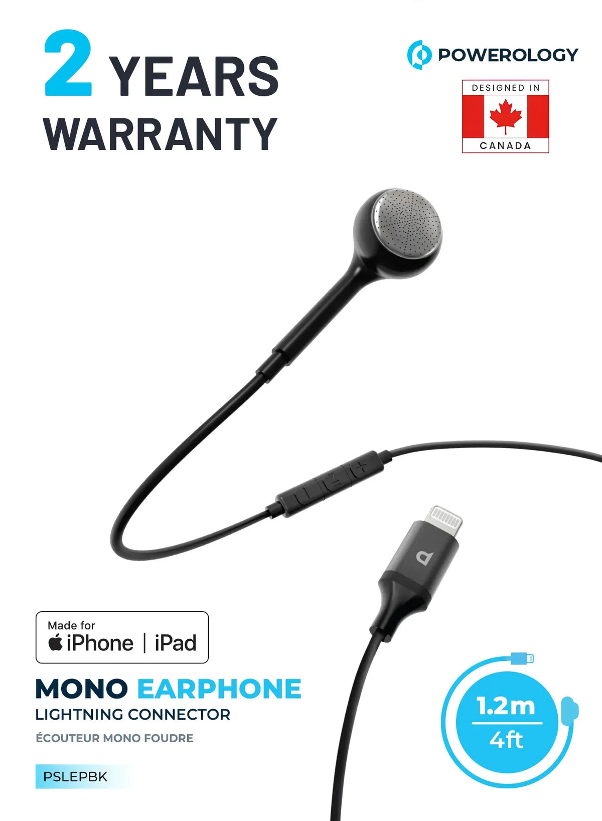 Powerology Mono Earphone Lightning Connector - Black – image 3