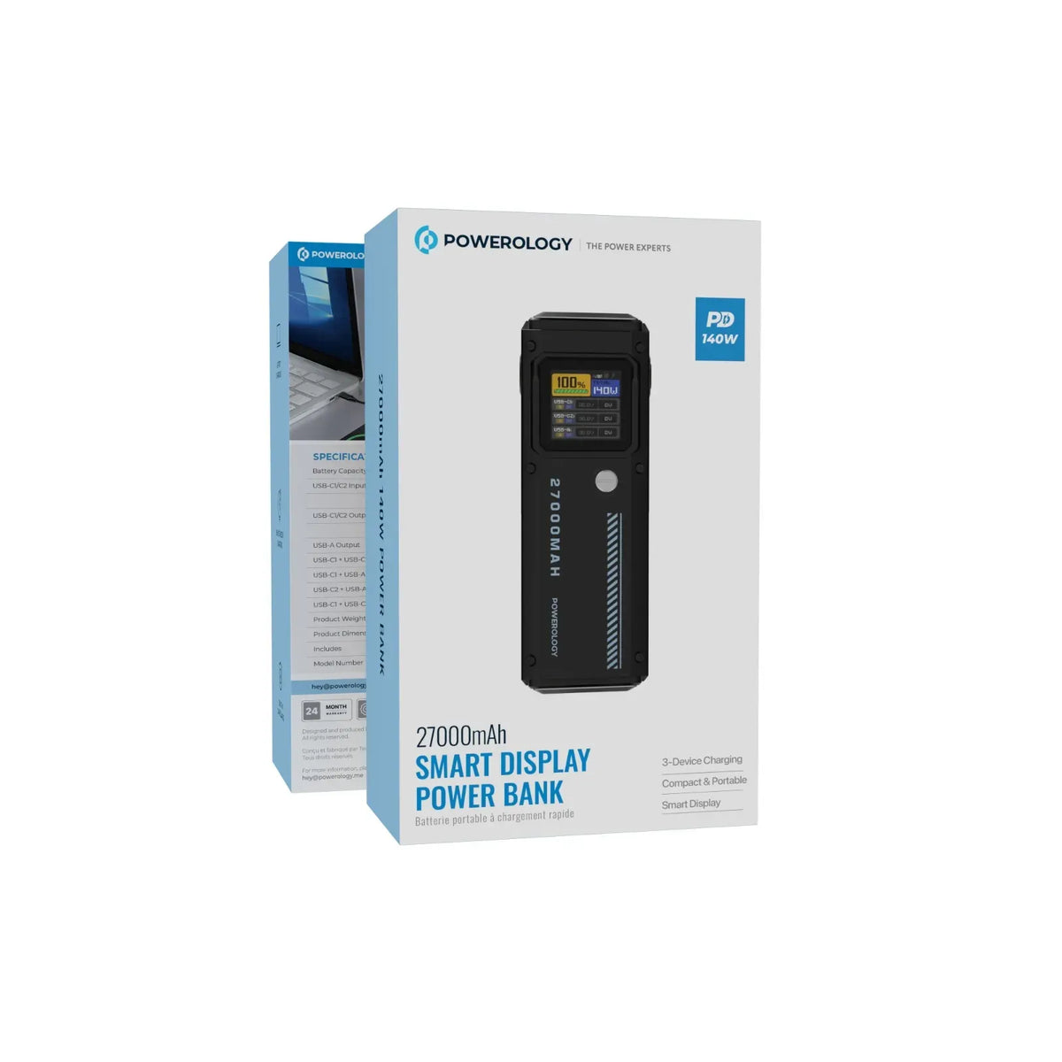 Powerology 27000mAh Smart Display Power Bank Black – image 4