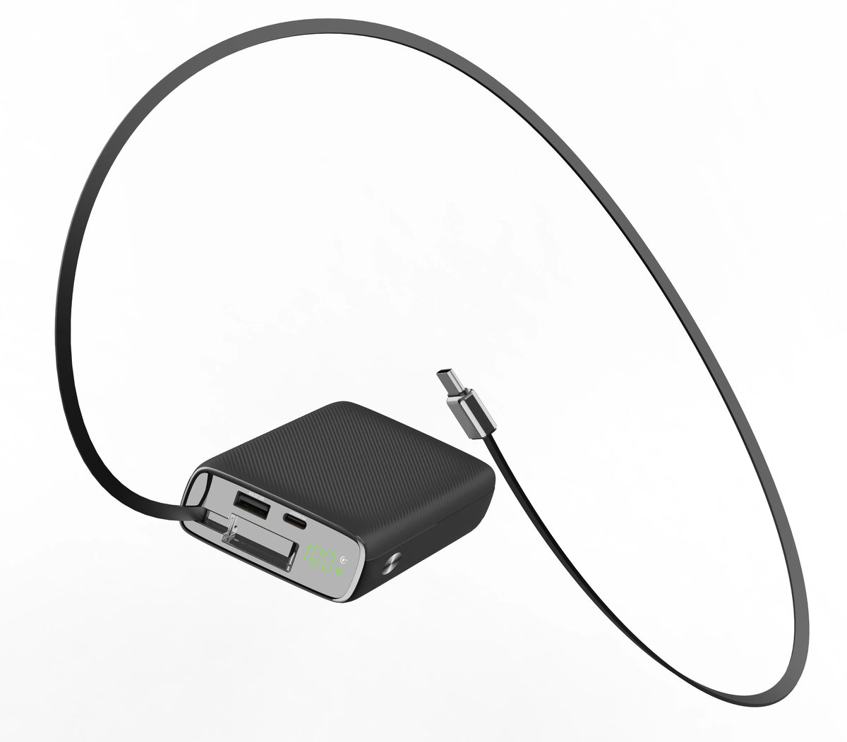 Powerology 20000mAh Retractable Cable Power Bank Black – image 1