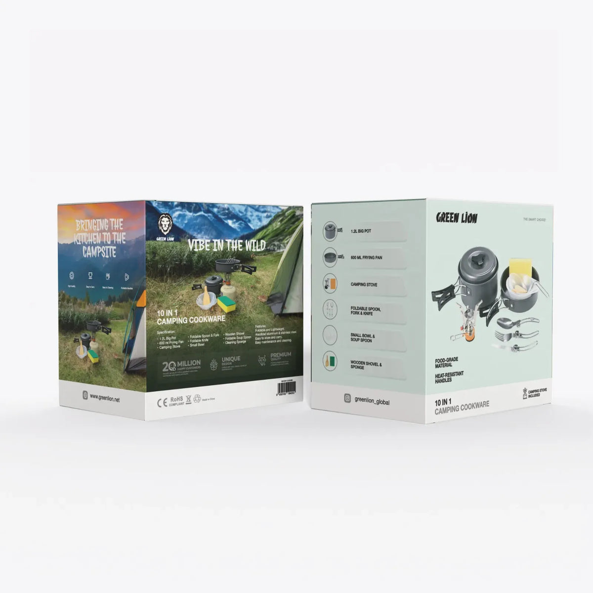 Green Lion 7 in 1 Camping Cookware Black – image 2