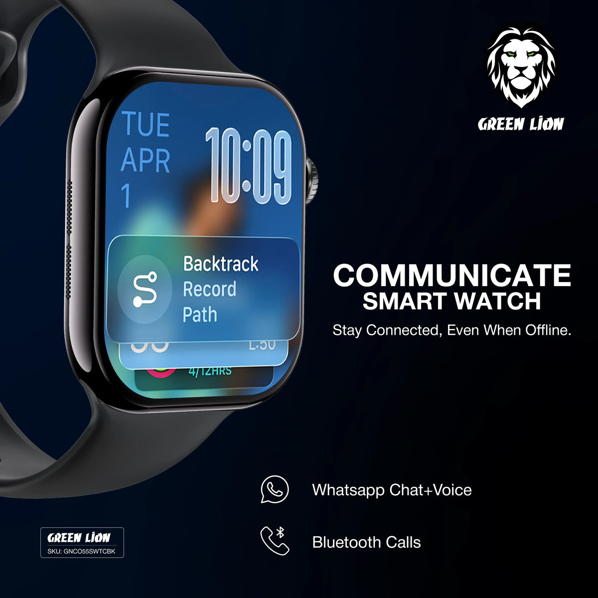 Green Lion Communicate Smart Watch - Black – image 9