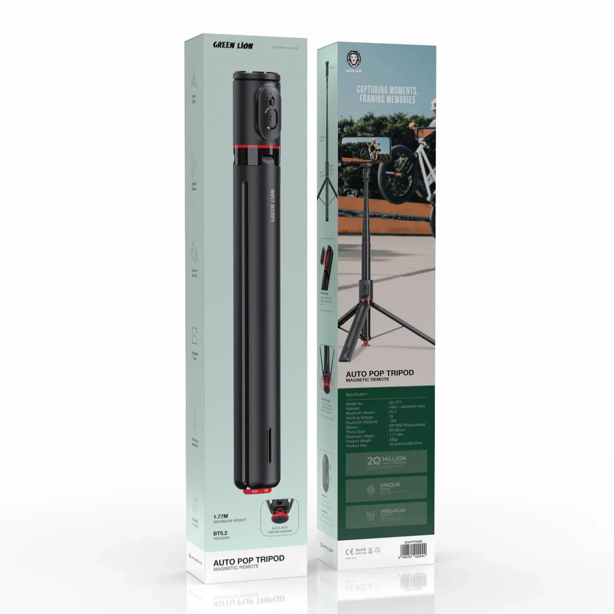 Green Lion Auto Pop Tripod Magnetic Remote Black – image 2