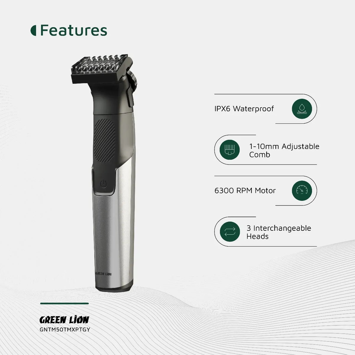 Green Lion 3 in 1 Expert Hair Trimmer Shaver Gray – image 9