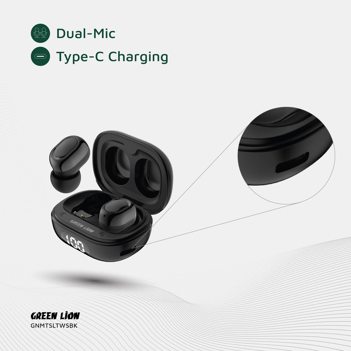 Green Lion Mittersill True Wireless Earbuds - Black – image 2