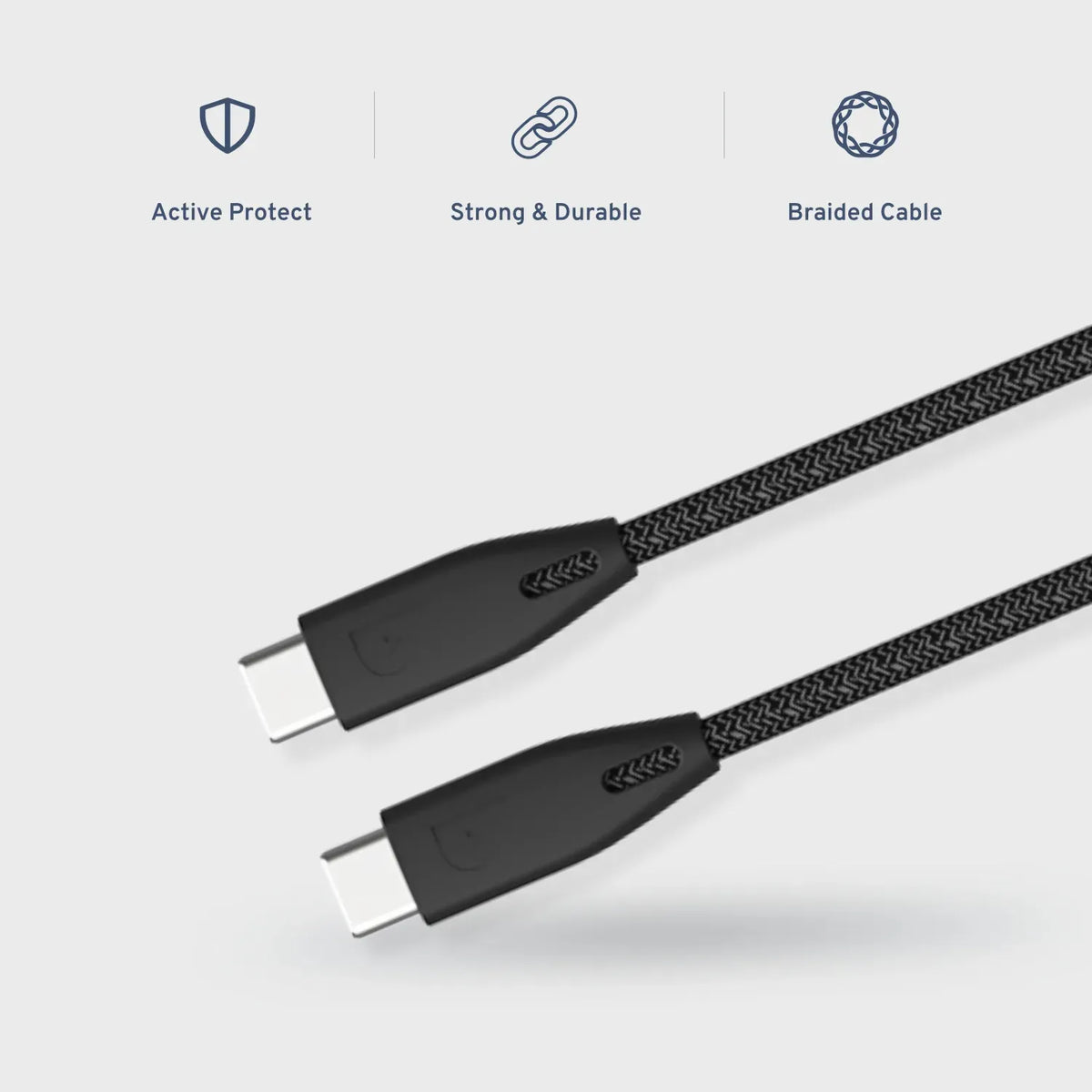Powerology Braided USB-C to USB-C Cable (2 m/6.6 ft) - Black – image 3
