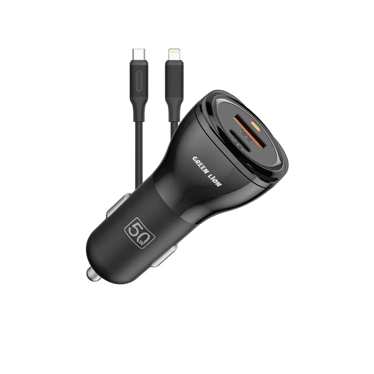 Green Lion Dual Port Car Charger 50 W(PD 30 W+QC 20 W)With USB-Cto Lightning Cable 1 M - Black – image 5