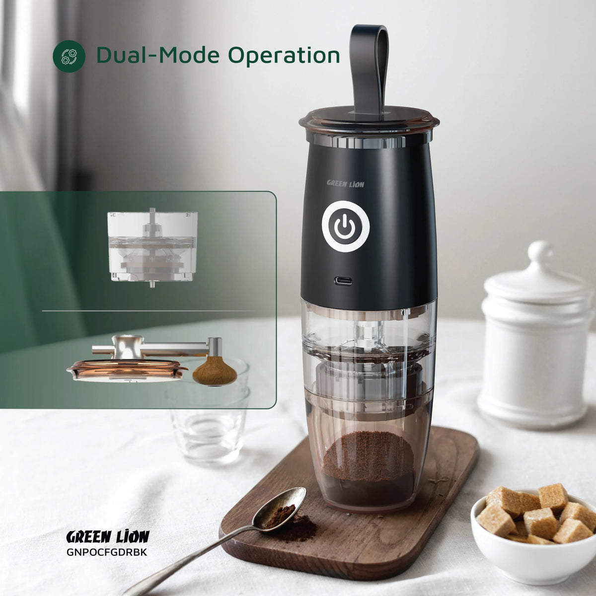 Green Lion Portable Coffee Grinder Black – image 15