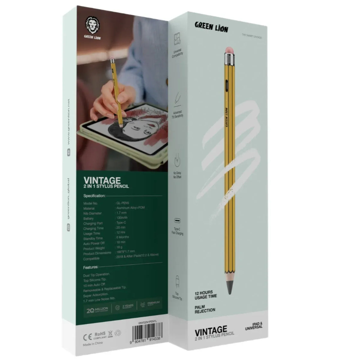Green Lion Vintage 2 in 1 Stylus Pencil Yellow – image 12