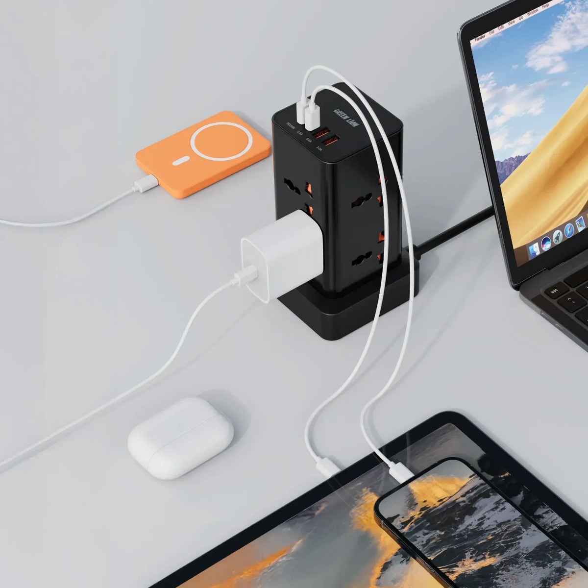 Green Lion Power Tower Multi Port Power Strip Black – image 3