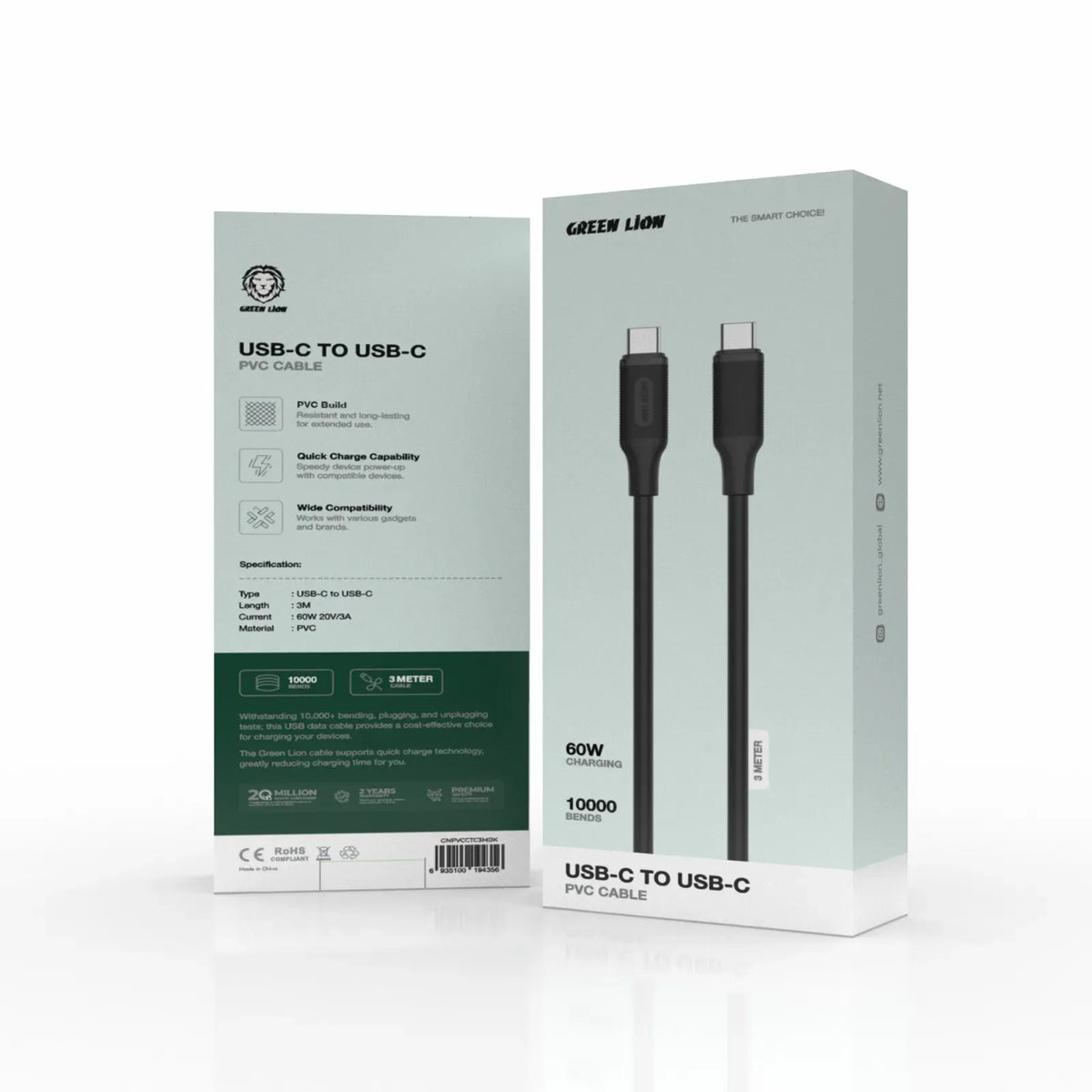 Green Lion USB C to USB C Pvc Cable 3m Black – image 2