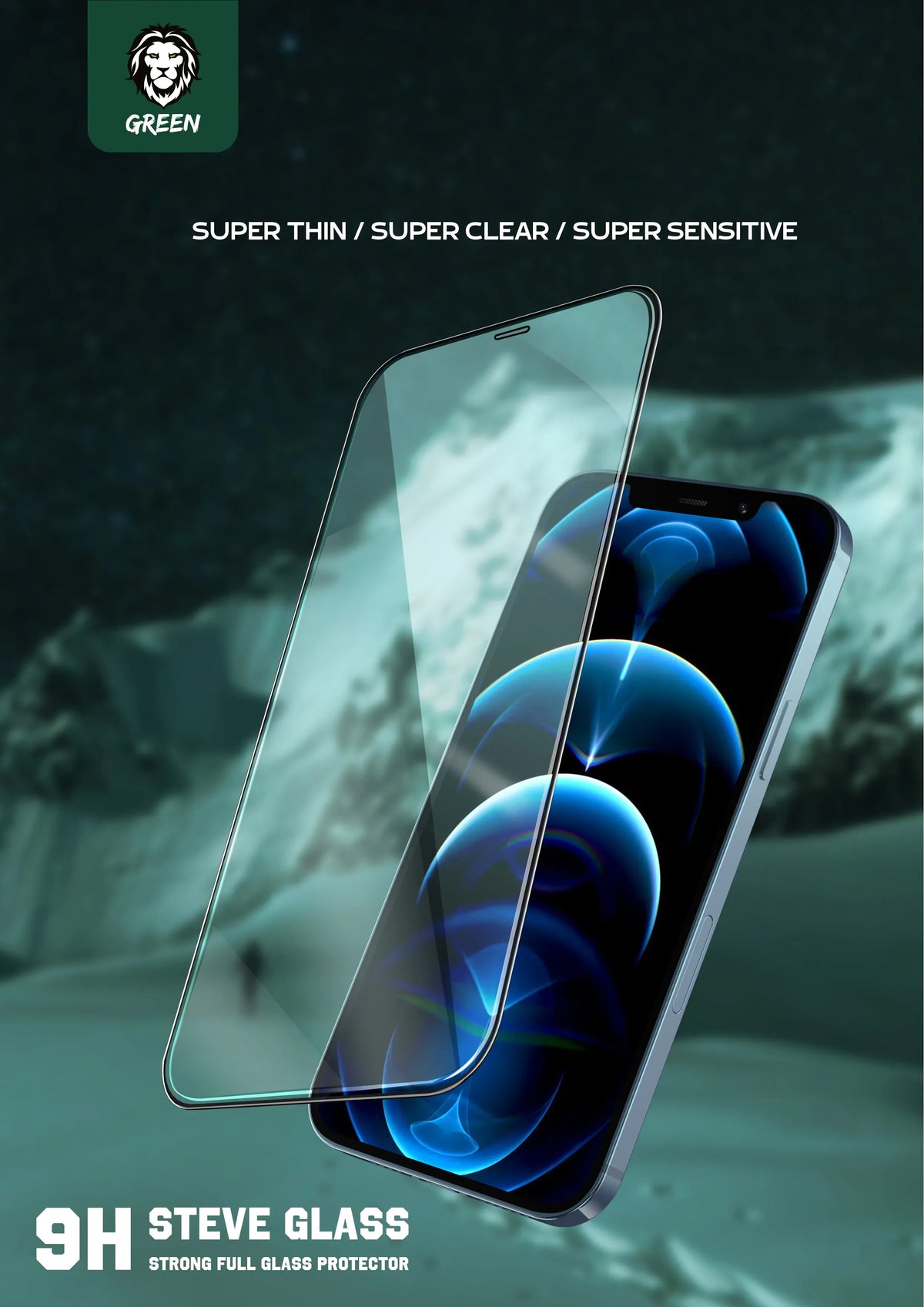 Green Lion 9 HSteve HD Screen Protector - Black Edge/Clear – image 4