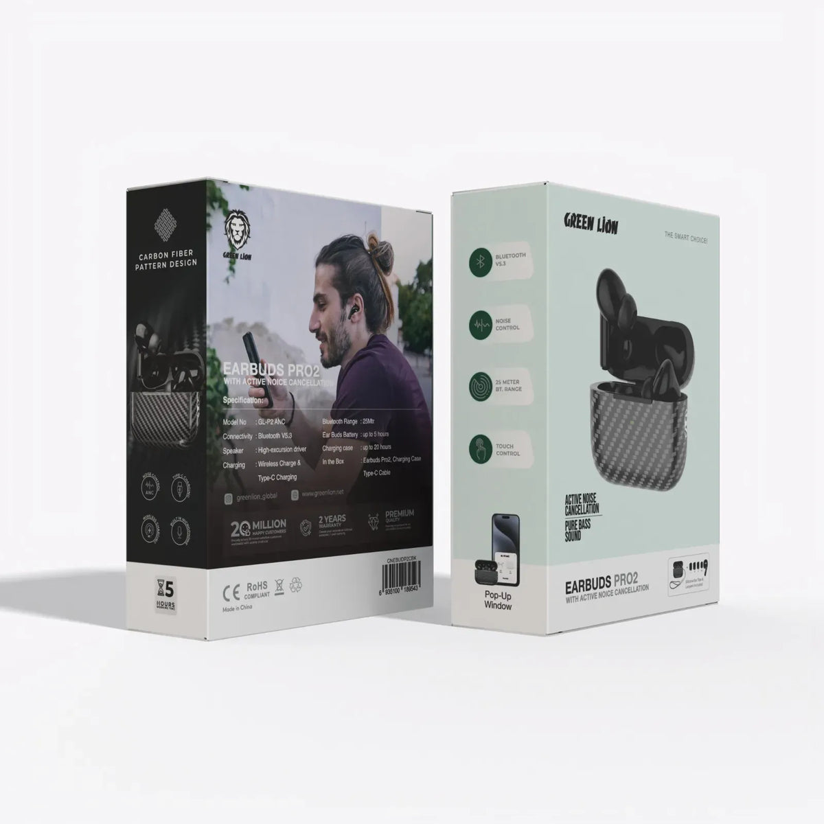 Green Lion Earbuds Pro 2 with Anc Carbon Black – image 2