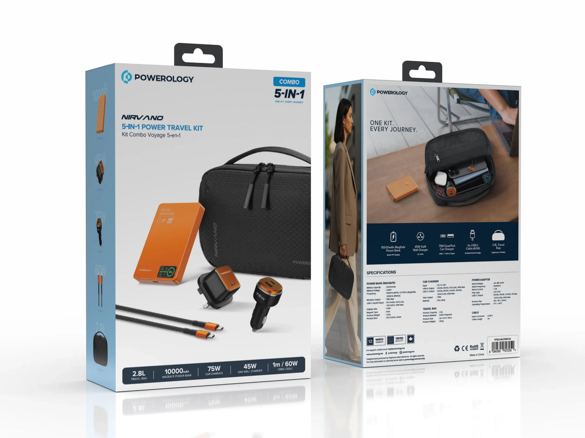 Powerology Nirvano 5 in 1 Power Travel Kit Black Orange – image 4