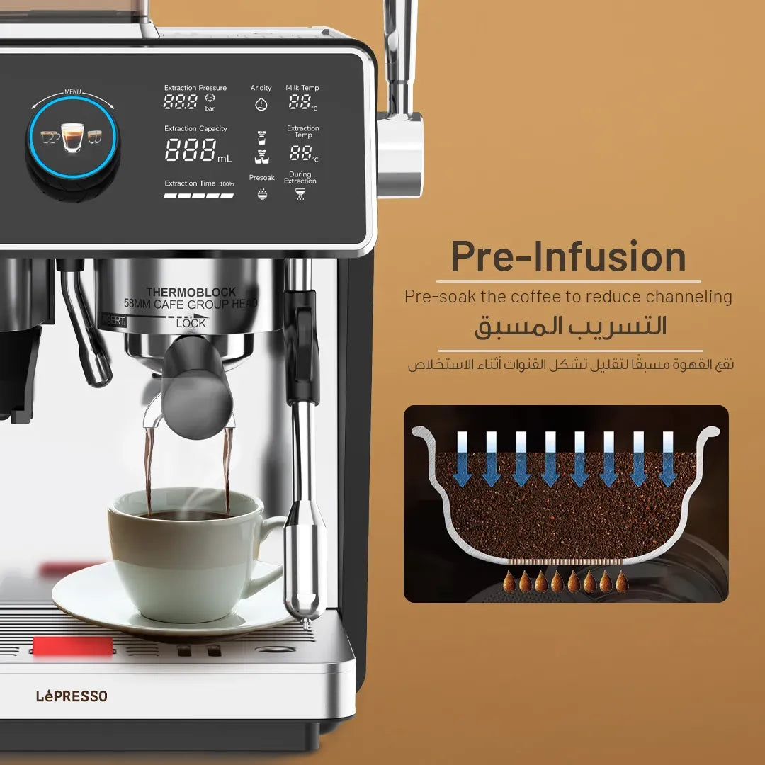 LePresso Vivente Semi Automatic Dual Boiler Coffee Machine with Touch Display Silver – image 14