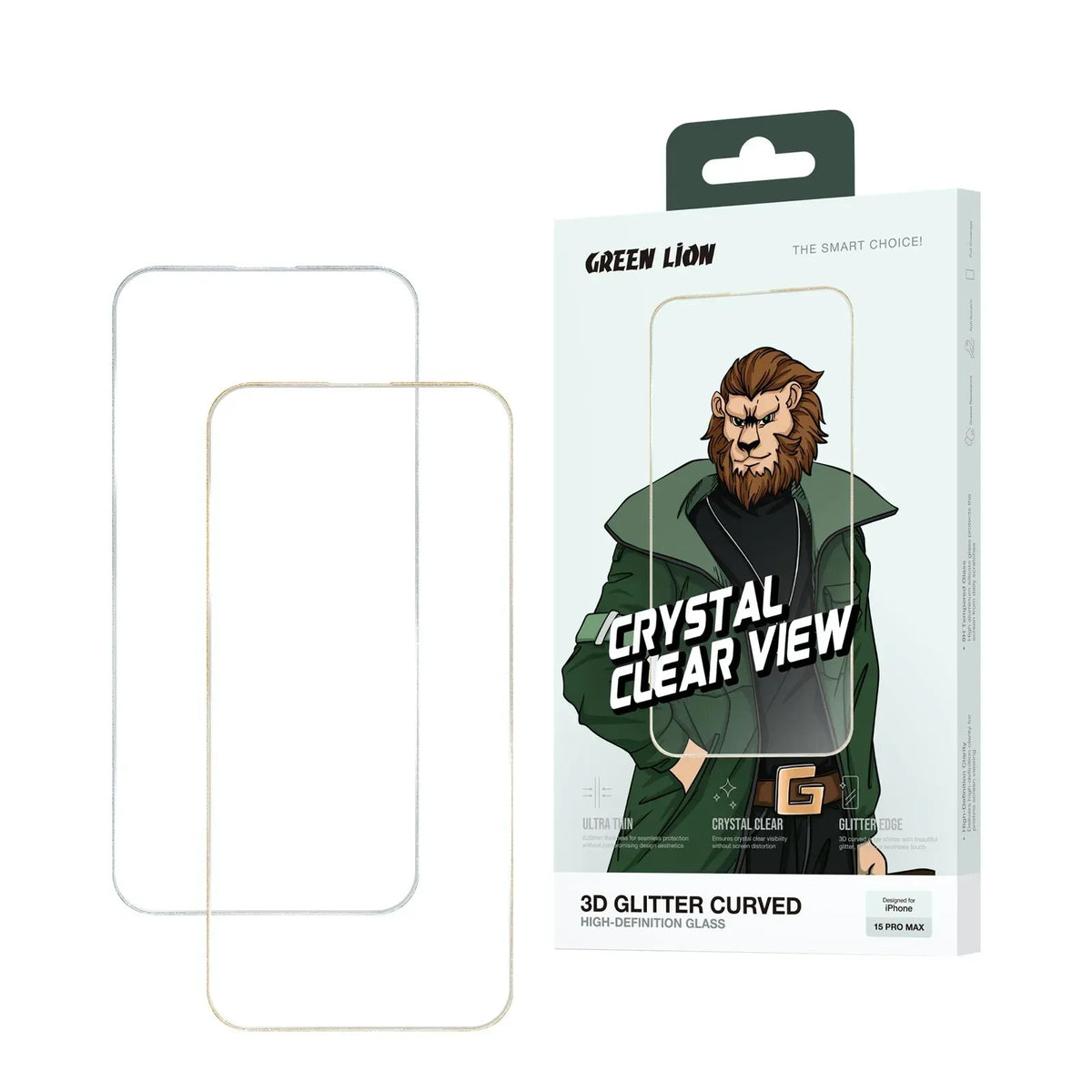 Green Lion 3 DGlitter Curved Screen Protector - Silver – image 6