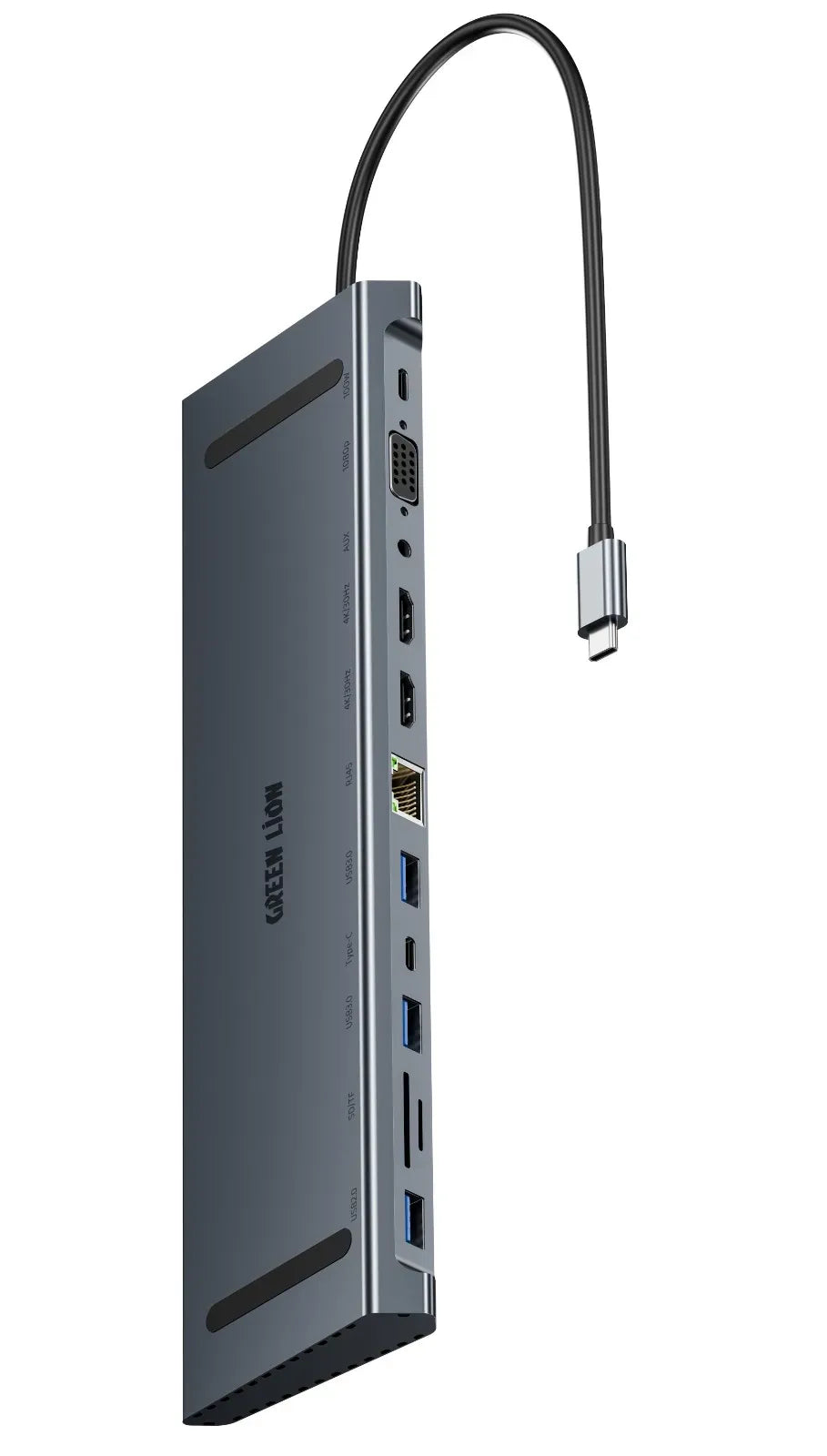 Green Lion 12 in 1 4k Hdmi Ethernet USB C Hub Gray – image 7