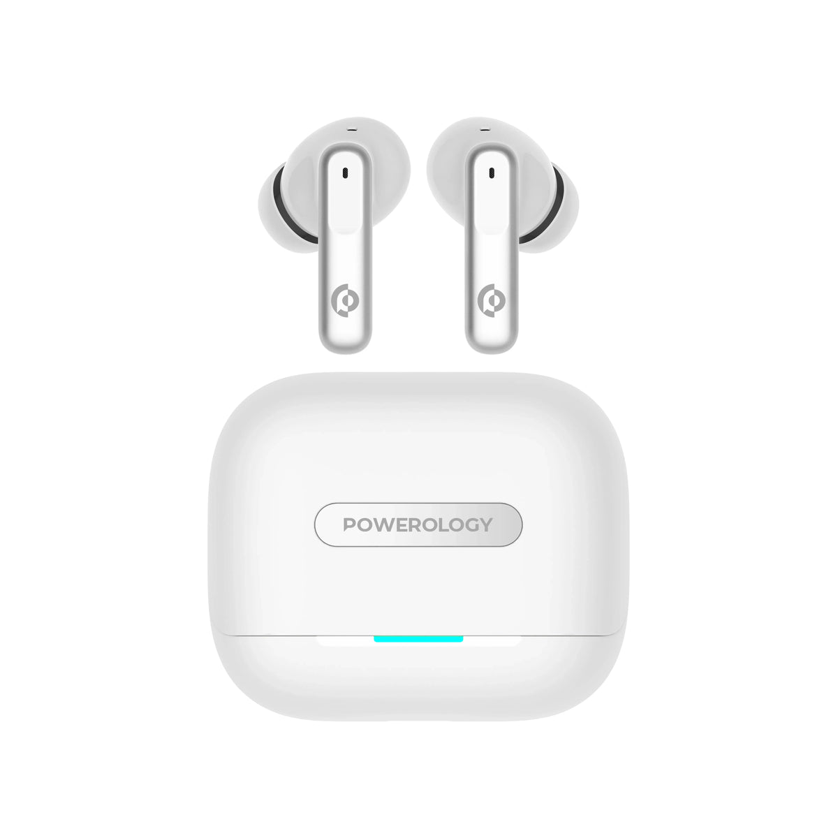 Powerology 6 Mic Hybrid ANC + ENCTrue Wireless Buds - White – image 5