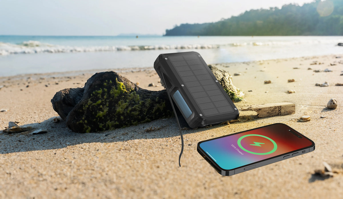 Powerology 27000mAh Solar Wireless Charging Power Bank Black – image 1