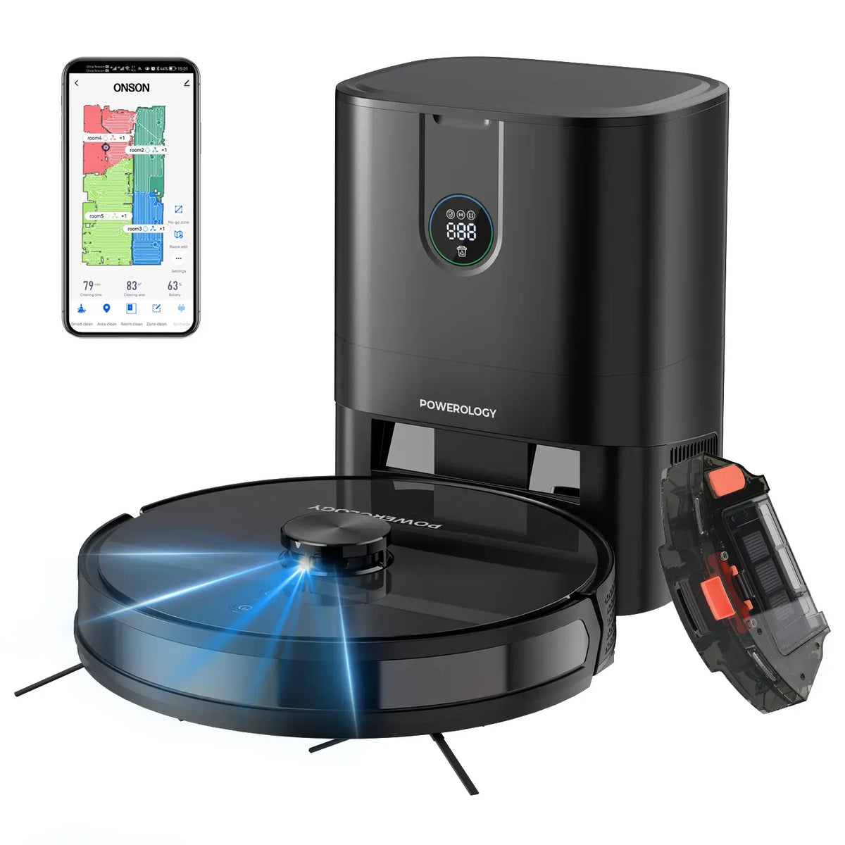 Powerology Smart Station Robot Vacuum Mop Black – image 11