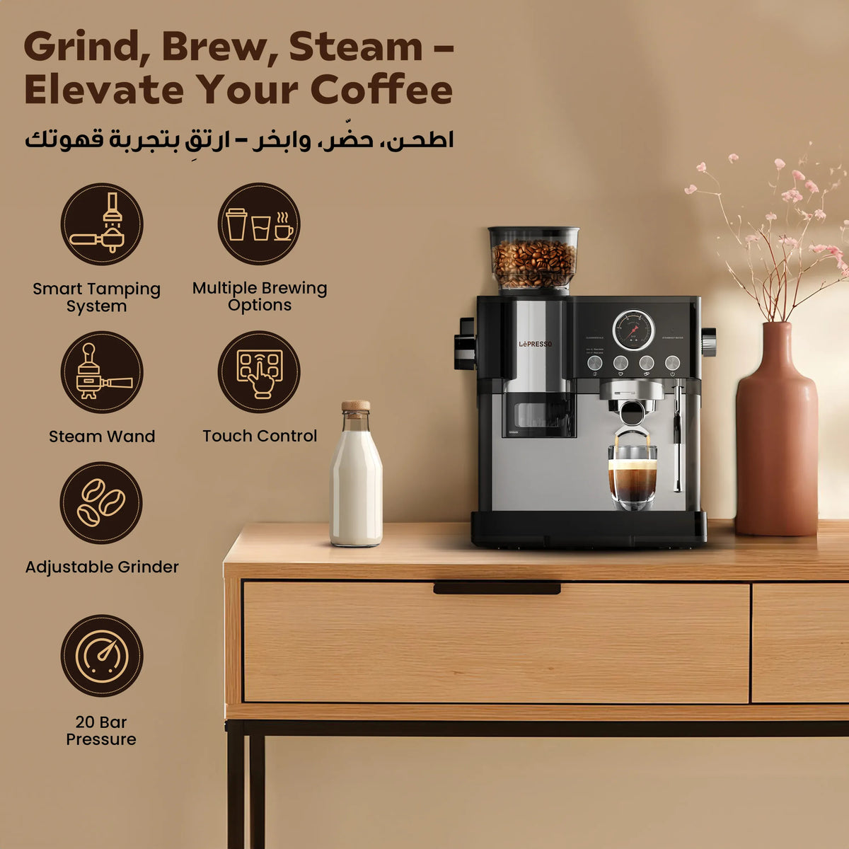 LePresso Semi Automatic Coffee Machine Black – image 7