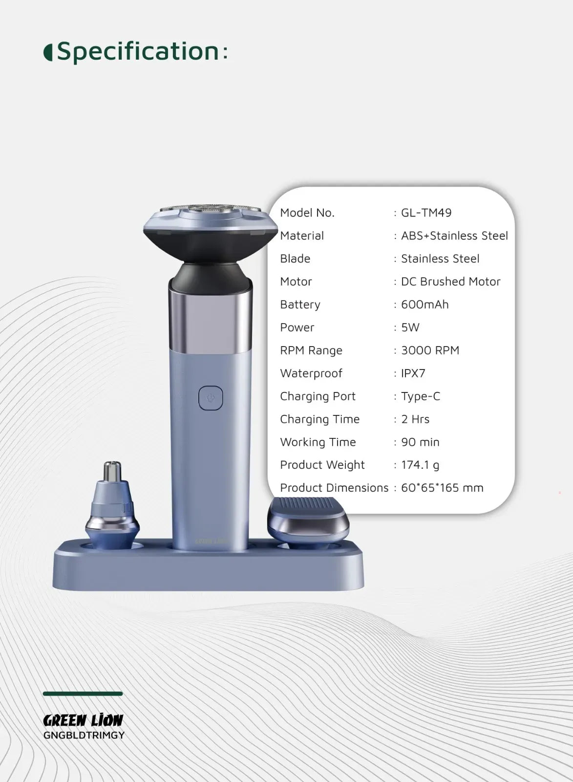 Green Lion G Blade Hair Nose Trimmer Shaver Gray – image 4