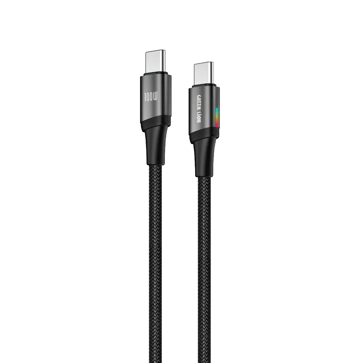 Green Lion Lumi Charge USB C to USB C 1m Braided Cable PD 100w Black – image 2