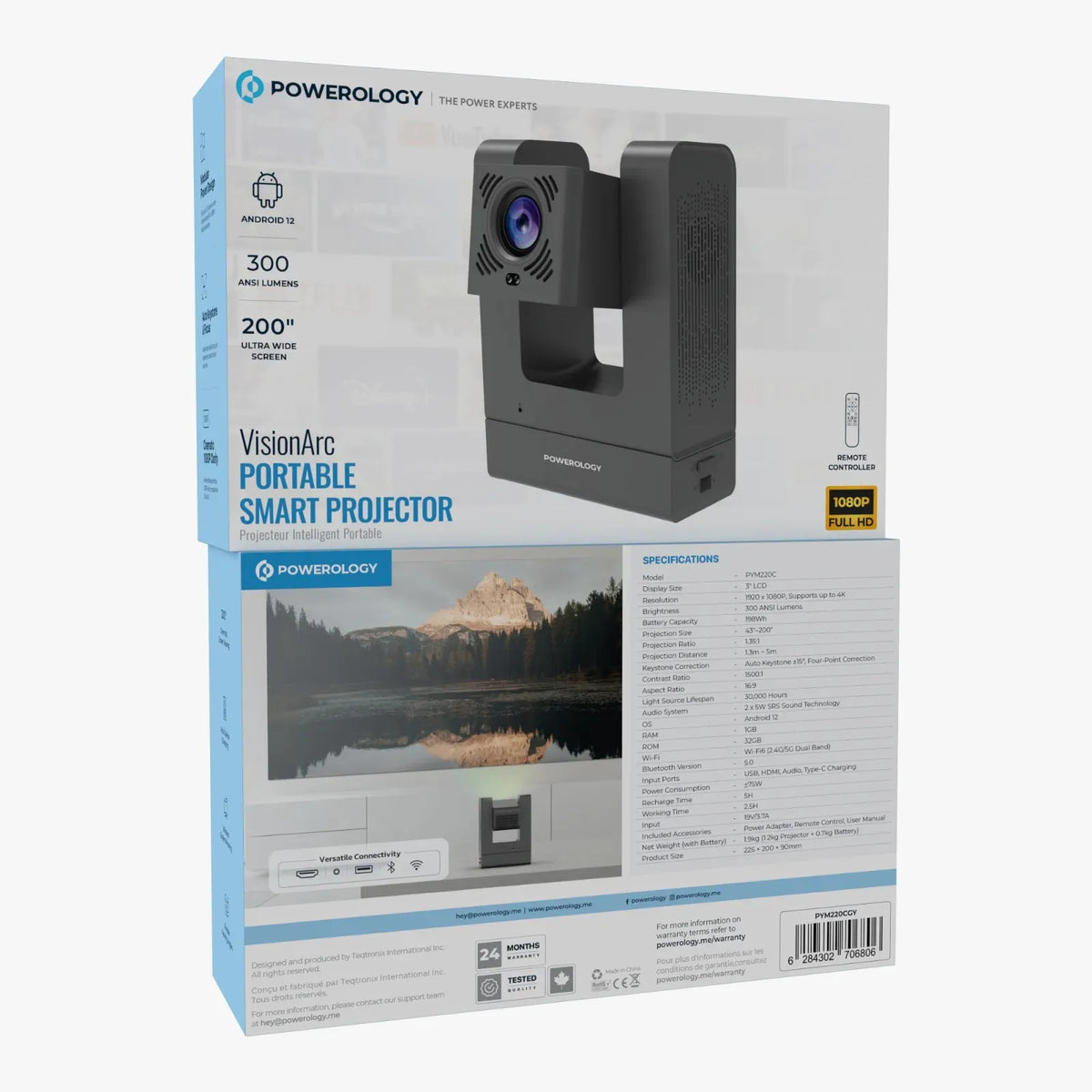 Powerology Visionarc Portable Smart Projector Gray – image 2